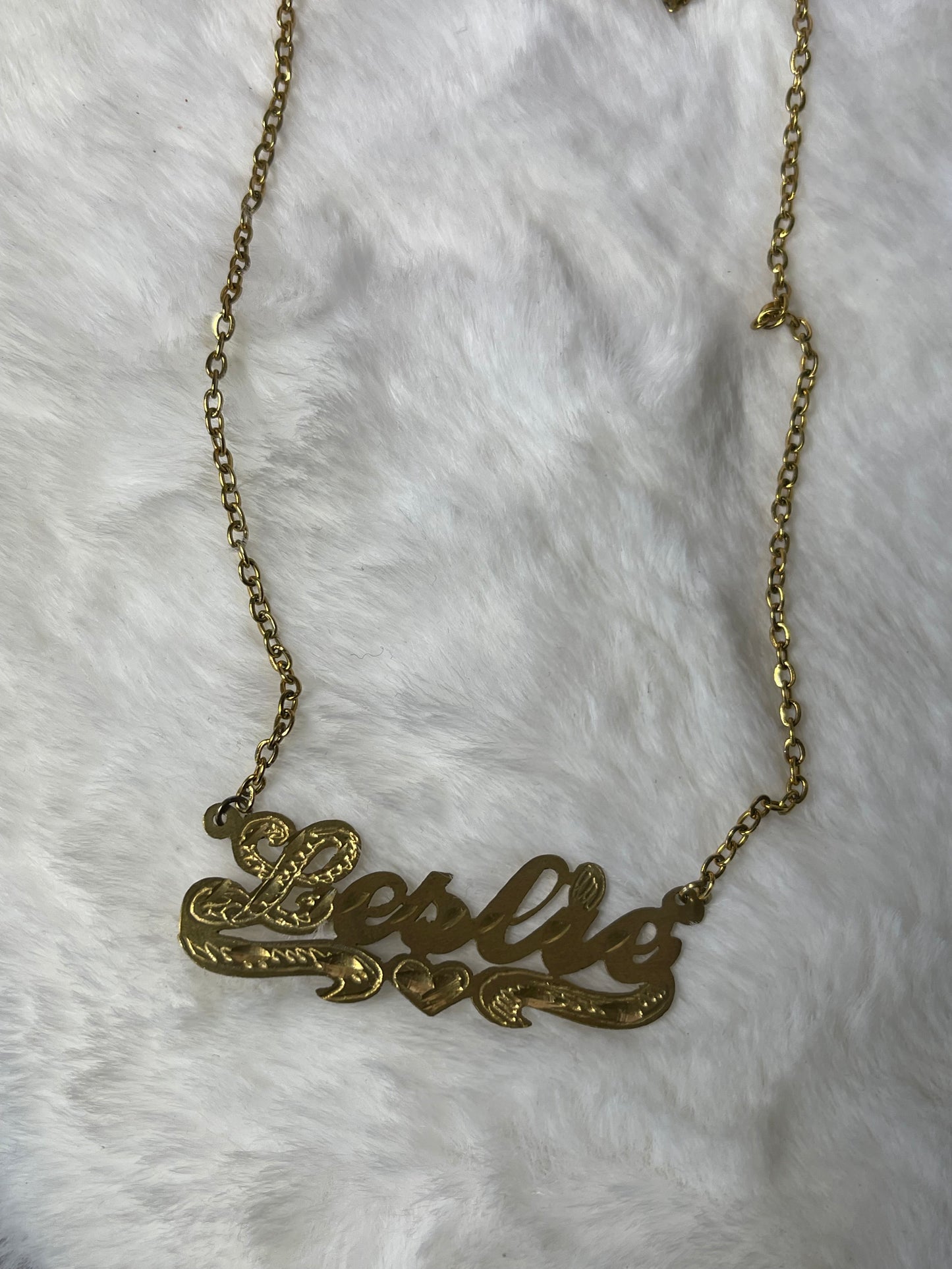 10k Personalized Single Nameplate Necklace w/ Heart Tail