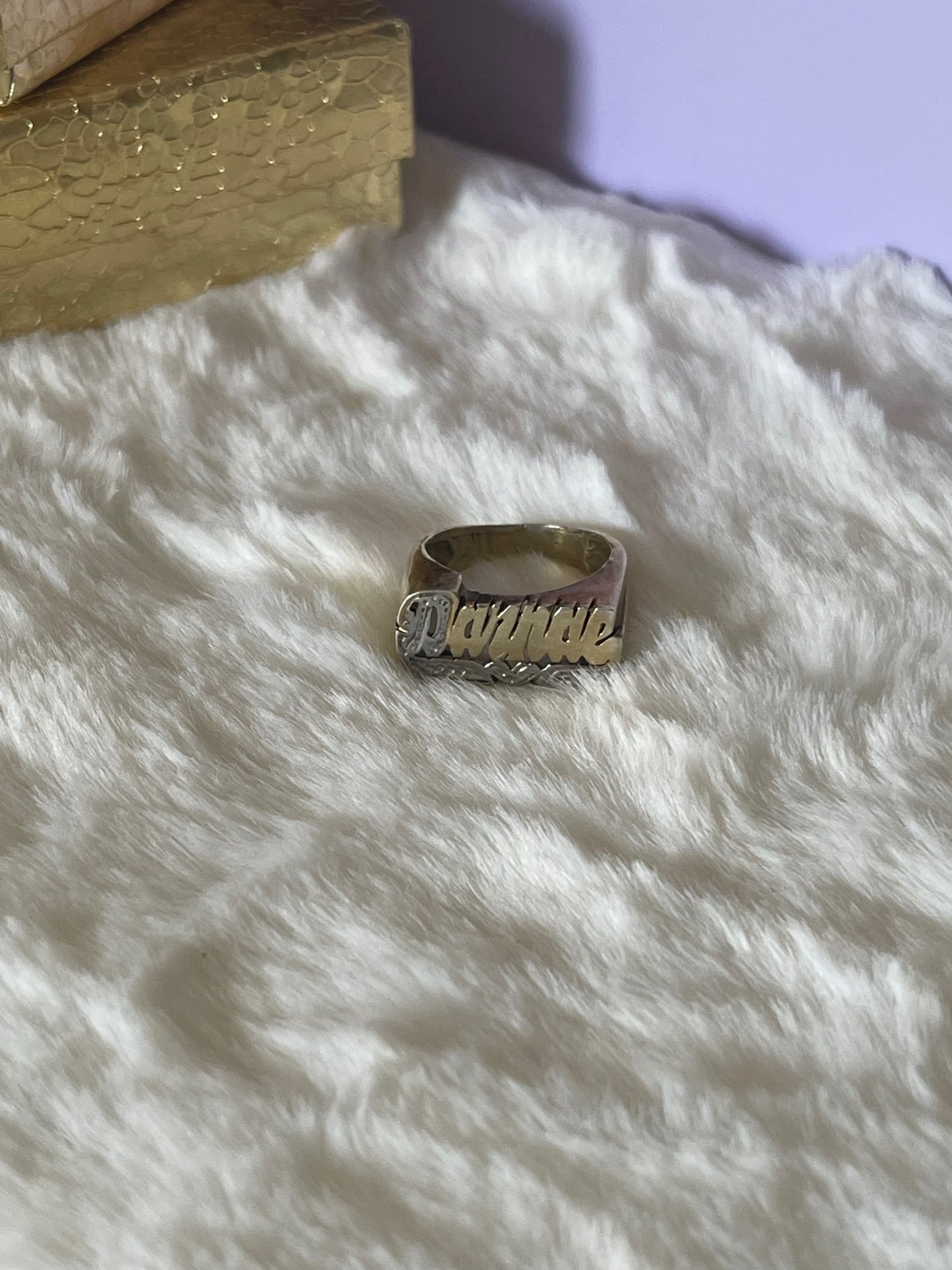 Personalized Chunky Name Ring w/ Heart Tail - Lovelace Cut