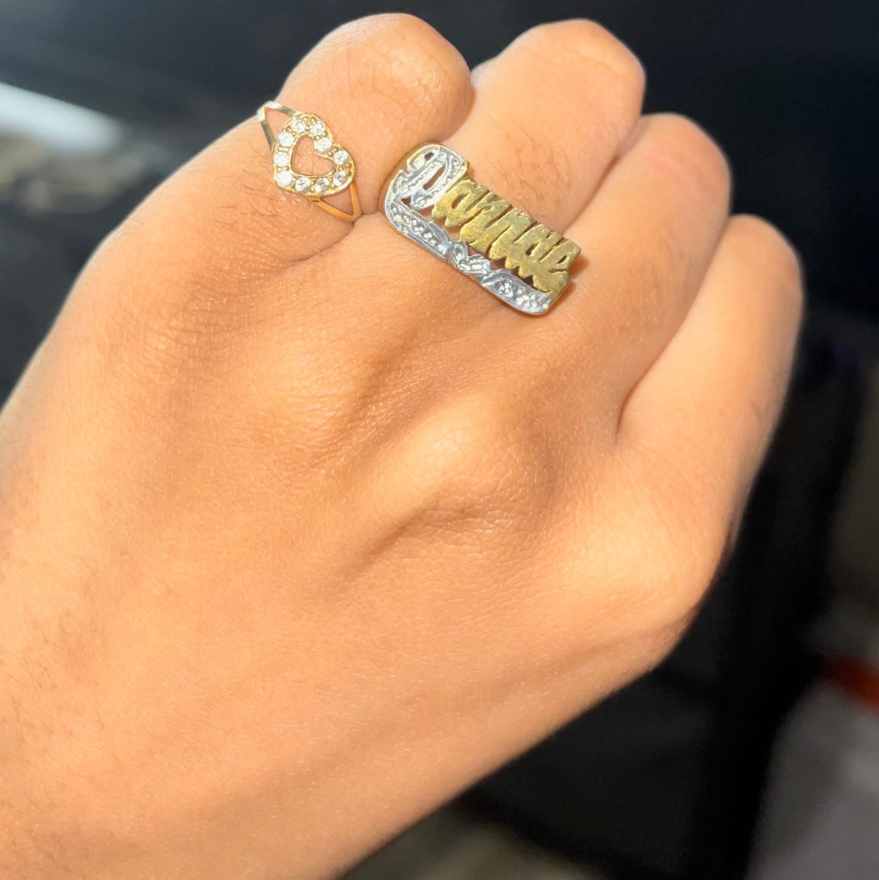 Personalized Chunky Name Ring - Lovelace Cut