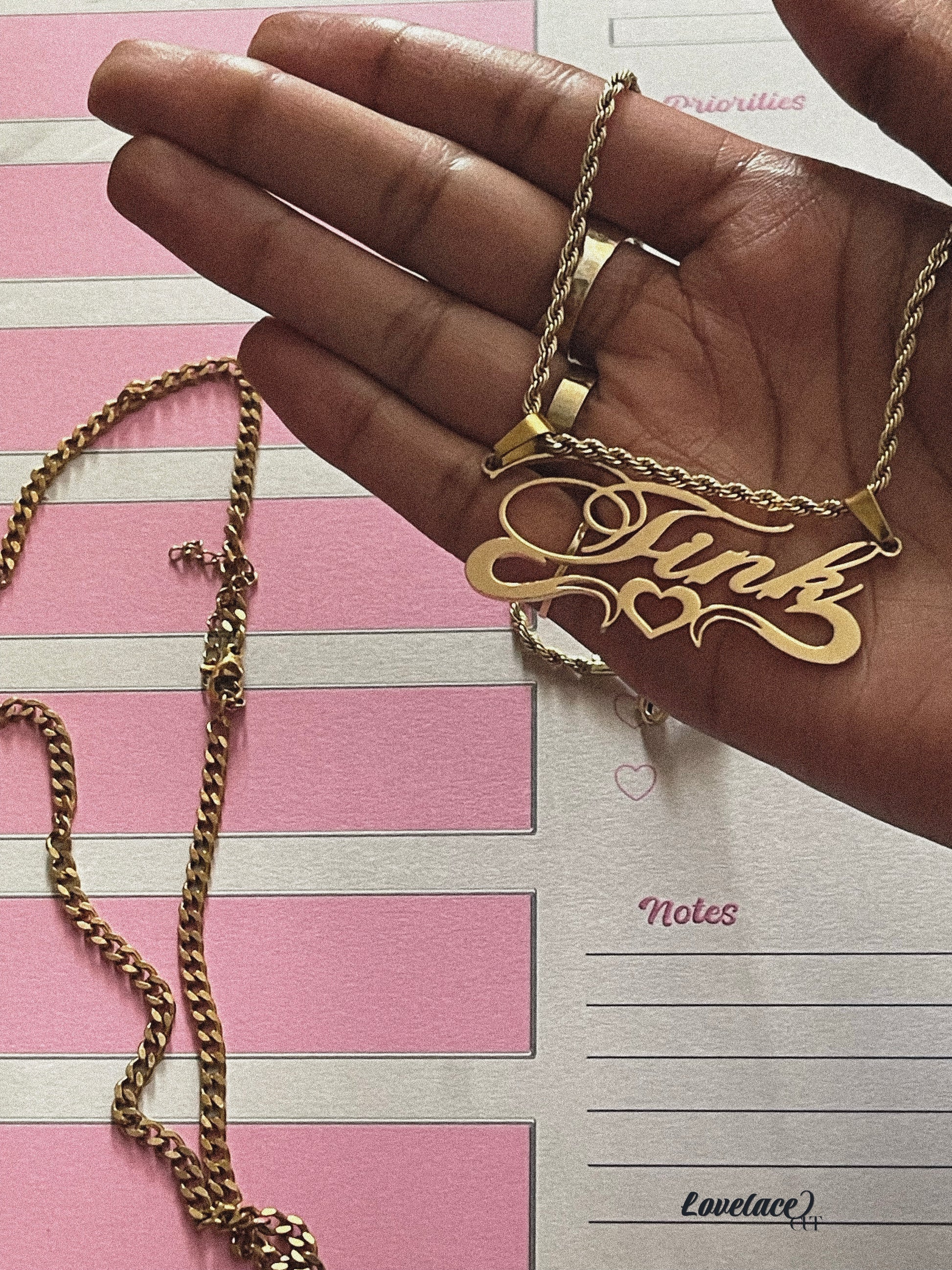 Gold-Filled Personalized Nameplate Necklace - Lovelace Cut