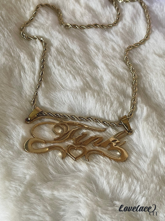 Gold-Filled Personalized Nameplate Necklace - Lovelace Cut