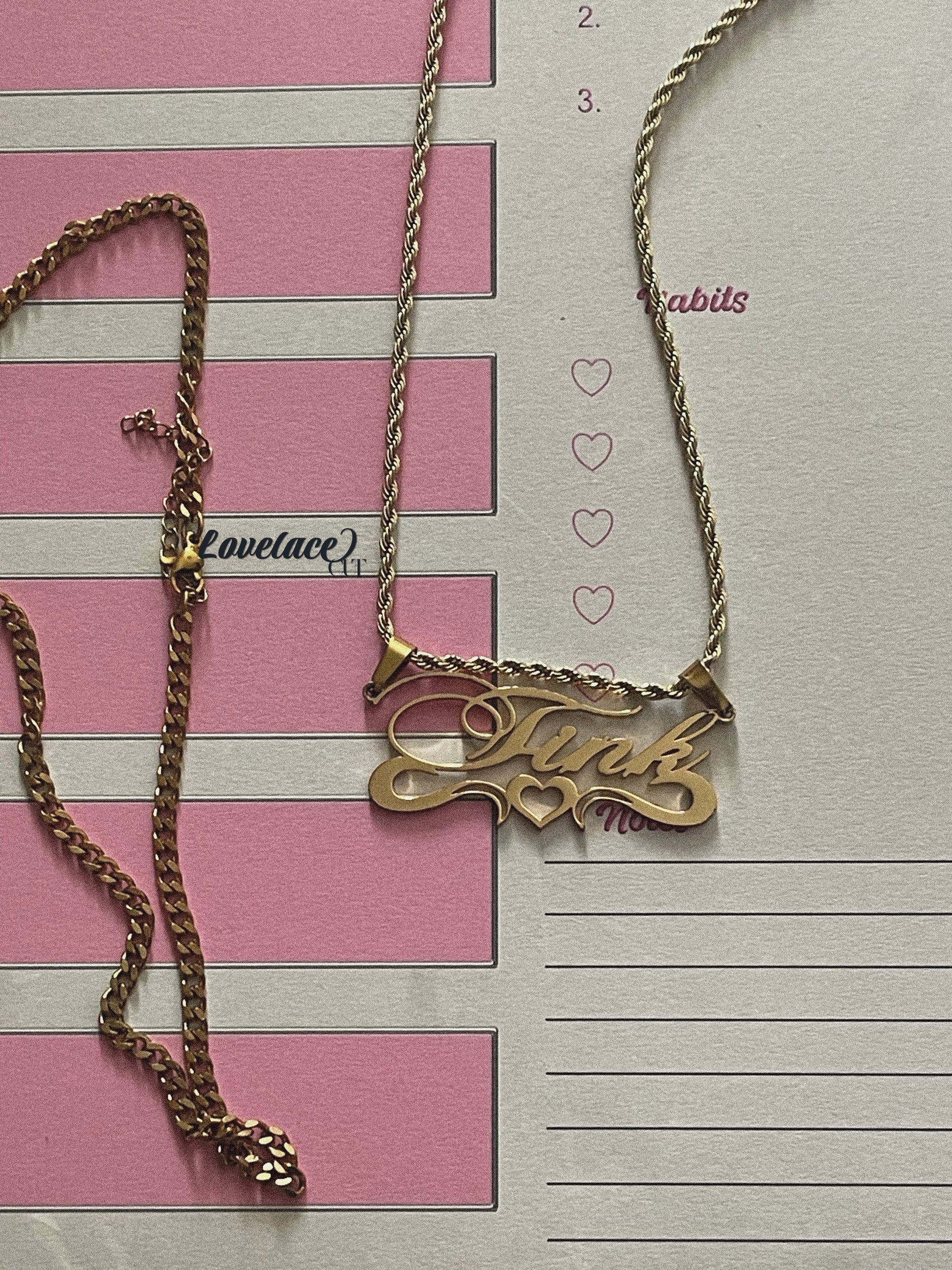 Gold-Filled Personalized Nameplate Necklace - Lovelace Cut