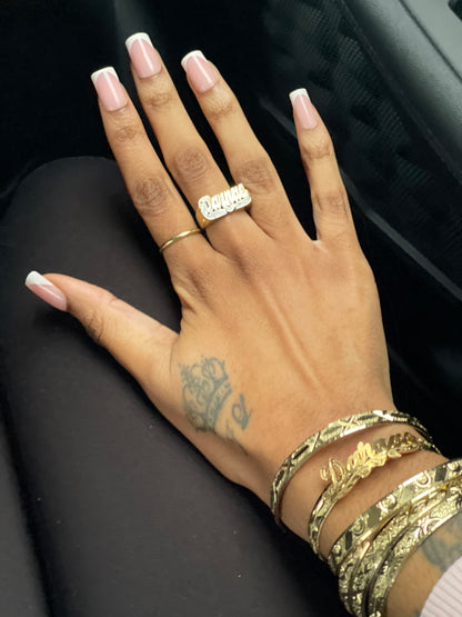 Gold Plated Personalized Name Bangle - Lovelace Cut