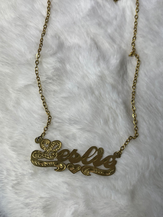10k Personalized Single Nameplate Necklace w/ Heart Tail