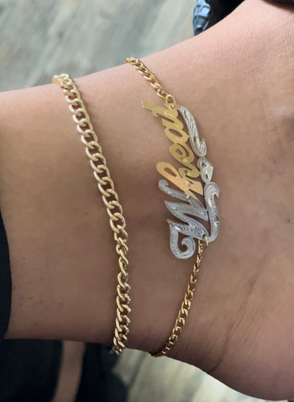 10k Personalized Name Anklet - Lovelace Cut