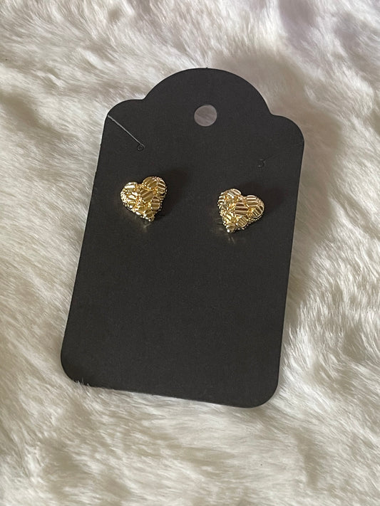 Gold-Filled Diamond Cut Nugget Heart Earrings - Lovelace Cut