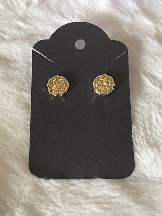 Gold-Filled Circle Nugget Stud Earrings - Lovelace Cut