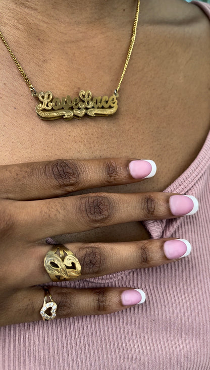 10k 14k Gold 3D Double Plated Name Necklace w/ Heart Tail - Lovelace Cut