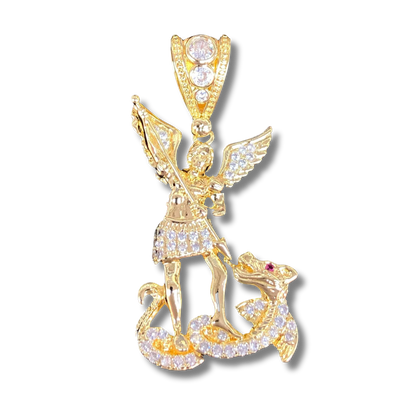Archangel Michael Pendant with CZ Stones - Lovelace Cut