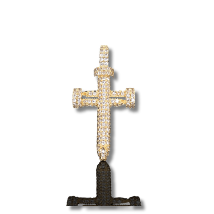 Gold Faith CZ Nail Cross Pendant - Lovelace Cut