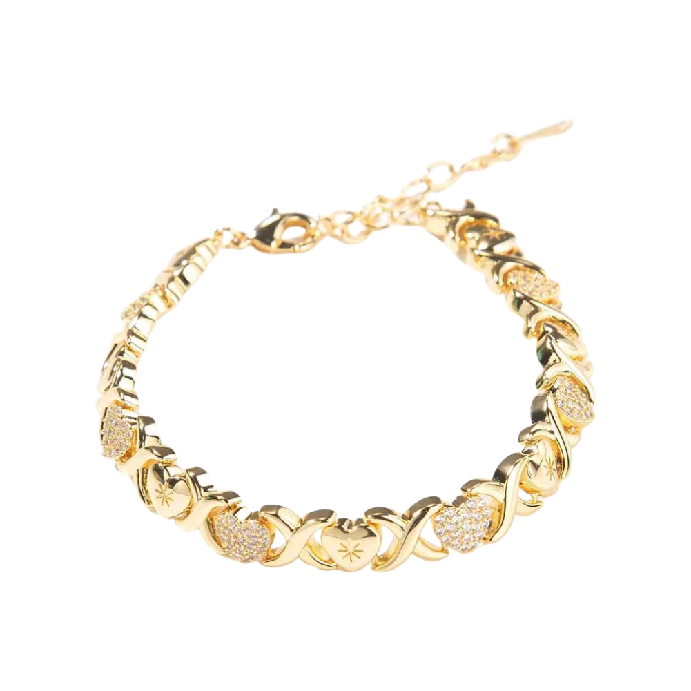 Gold Plated Heart XOXO BRACELET - Lovelace Cut