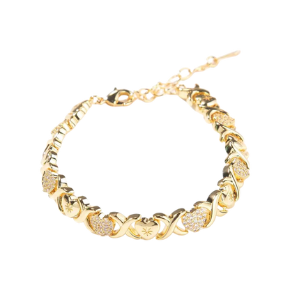 Gold Plated Heart XOXO BRACELET - Lovelace Cut