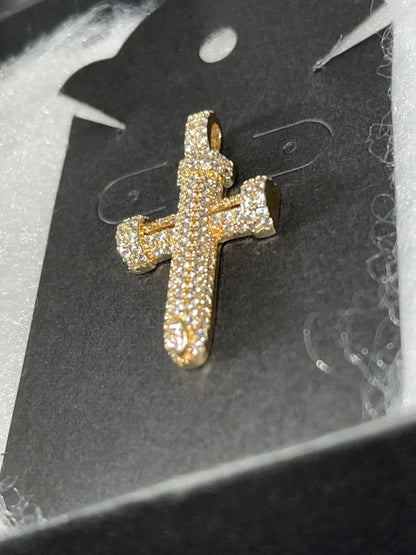 Gold Faith CZ Nail Cross Pendant - Lovelace Cut