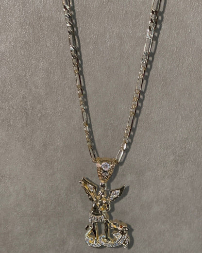 Archangel Michael Pendant with CZ Stones - Lovelace Cut