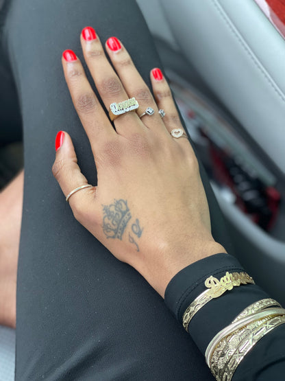 Gold Plated Personalized Name Bangle - Lovelace Cut